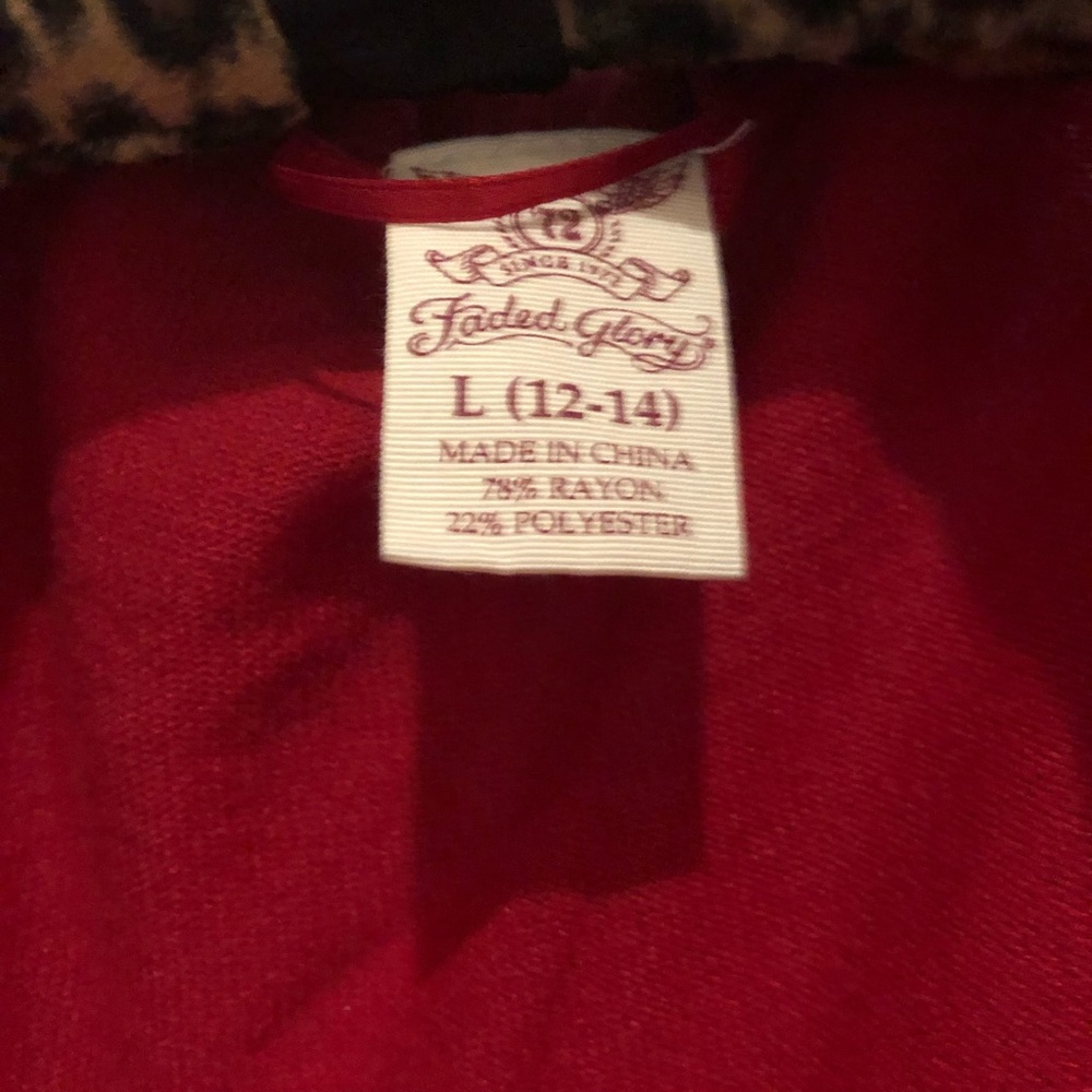 Large red cardigan